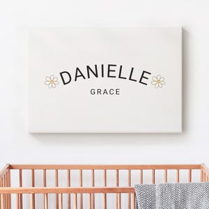 Personalized Floral Baby Name Canvas Print, Nursery Name Sign, Custom Baby Name Decoration, Nursery Wall Decor, Canvas or Print, Unframed