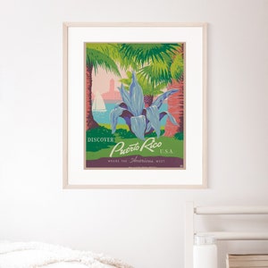 Travel Poster, Puerto Rico Wall Art, Retro Wall Decor, House Decor, Wall Art Prints