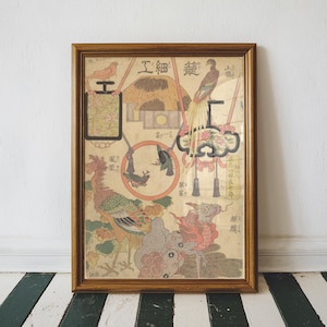 Vintage Japanese Woodblock Print, Basketry Work, Japanese Wall Art, Living Room Large Wall Art, Ukiyo-e Painting, Housewarming Gifts