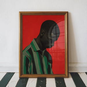 Black Man Portrait Art, Modern African American Wall Art, Contemporary Wall Art Print, Maximalist Print Living Room Wall Art