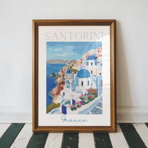 Santorini Wall Print, Mediterranean Print, Oil Painting Print, Aesthetic Home Decor, Europe Wall Art, Unframed