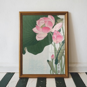 Ohara Koson, Blooming Lotus Flowers Print, Botanical Japanese Wall Art, House Decor, Wall Art Prints, Japan Art