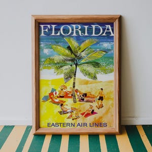 Vintage Travel Poster, Florida Travel, Florida Wall Art, Tropical Poster, Retro Wall Decor, House Decor, Wall Art Prints