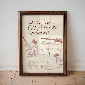 Funny Cocktail Poster for Kitchen, Bar Cart Decor, Cocktail Poster, Kitchen Home Decor, Party Wall Print, Trendy Home Decor, Apartment Decor