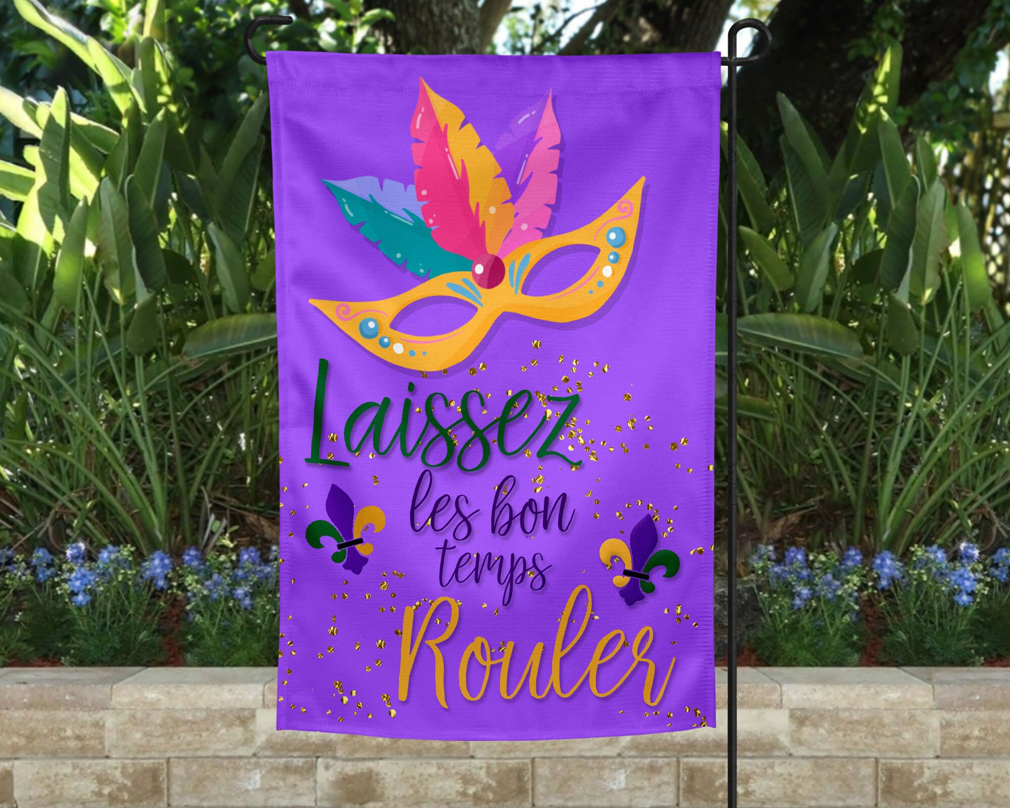 Bandera del Mardi Gras bandera del jardín del Mardi Gras Etsy España