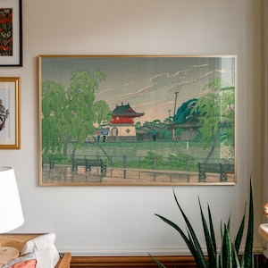 Vintage Japanese Print, Rain at Shinobazu Pond by Kawase Hasui, Japanese Art, Living Room Large Wall Art, Ukiyo-e