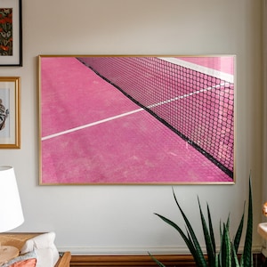 Pink Tennis Court Wall Art Print, Tennis Aesthetic Decor, Pink Preppy Home Decor, Sports Lover Gift, Aesthetic Decor, Unframed