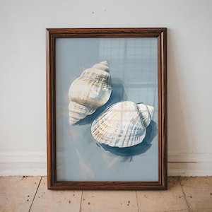Seashell Beach Shell Print, Blue Coastal Decor, Kitchen Prints, Beach House Wall Art, Summer Wall Decor