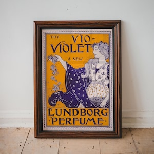 Vintage Lundborg Perfume Print, Try Violet Print Wall Decor, Vintage Home Prints, German Prints, Art Nouveau, Trendy Vintage Art