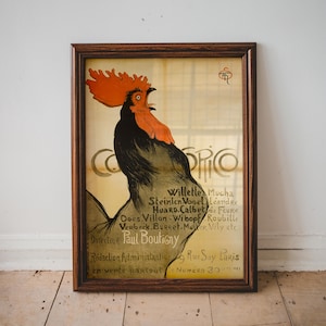 French Art Poster, Angry Rooster Print, Art Nouveau,  Art Poster, Home Decor, High Quality Print, Vintage Painting, Chicken Lover Gift