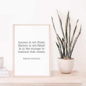 Winston Churchill Quotes, Success Quote, Inspirational Wall Art, Quote Wall Art, Motivational Wall Decor, Bedroom Wall Decor