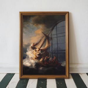 Tempestade no Mar da Galileia - Pôster vintage de Rembrandt, presente de inauguração, impressão de museu, pôster de galeria, impressão de alta qualidade
