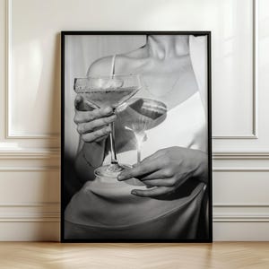 Champagne Glass Print, Black and White Photo Print, Kitchen Wall Art Print, Coffee Lover Gifts, Trendy Aesthetic Decor, Unframed