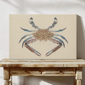 Blue Crab Print, Ocean Animal Print, Antique Animal Painting, Vintage Poster Wall Art Decor, Nautical Illustration,  Art Poster