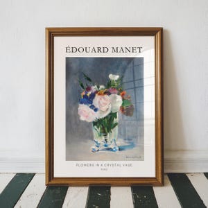 Flowers In A Crystal Vase by Edouard Manet, Famous Painter Prints, Fine Art Decor, Vintage Poster Wall Art Decor, Floral Wall Art