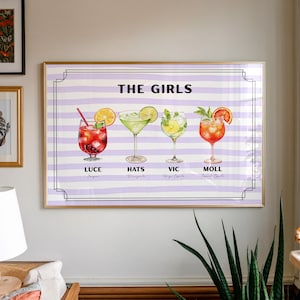 Personalized Roommate Drink Print, Roommates as Drinks, Trendy Apartment Dorm Art, Bar Cart Decor, Cocktail Poster, Best Friend Gifts