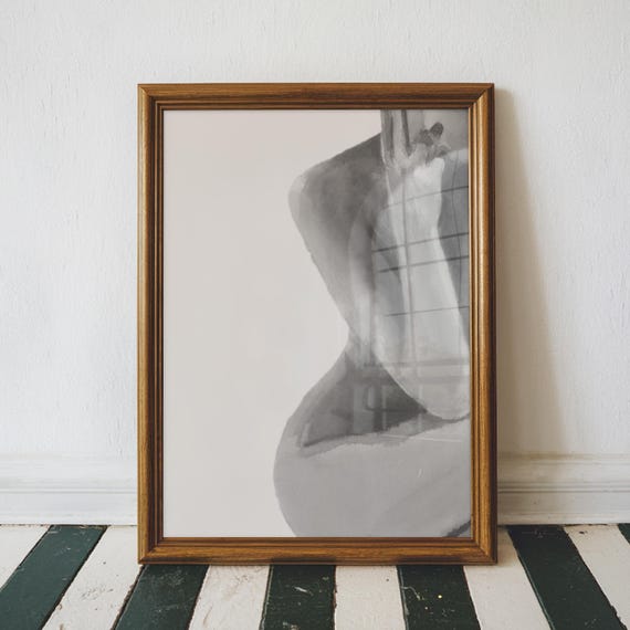 Black and White Woman Painting Giclée Print: Body Positive Wall Art