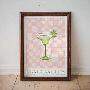 Trendy Margarita Art Print, Bar Cart Decor, Cocktail Poster, Kitchen Home Decor, Party Wall Print, Pink Home Decor