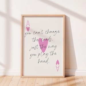 Vous ne pouvez pas changer l'impression des cartes, art mural citation positive, impression motivante, décoration esthétique tendance, art mural appartement, décoration d'intérieur rose