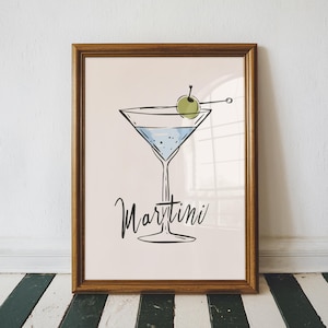 Simple Martini Cocktail Recipe Art Print, Bar Cart Decor, Cocktail Poster, Kitchen Home Decor, Party Wall Print, Trendy Home Decor