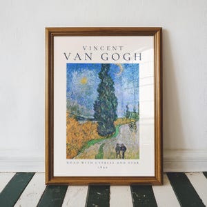 Road With Cypress by Van Gogh Art Print, Vintage Painting Print, Gallery Wall Museum Poster, Wall Decor Gifts, Housewarming Gifts