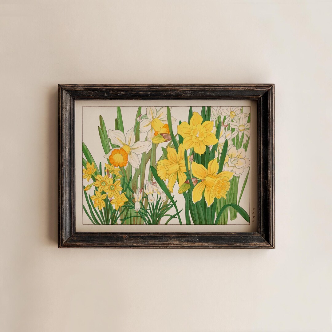 Japanese Art, Daffodils by Tanigami Kônan, Japan Print, Botanical ...