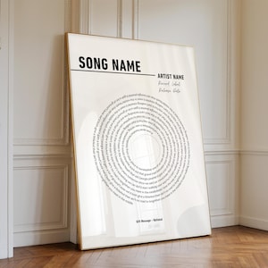 Personalized Song Lyric Print, Song Lyric Wall Art, Vinyl Lyrics Print, Music Poster, Custom Music Gift, Anniversary Gift
