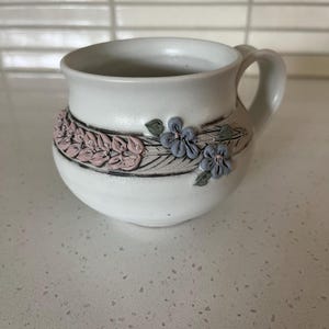Vintage Pottery Mug Floral Design