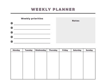 Weekly Planner, Minimalist design, Every week Planner, Digital Download, Iphone Planner, Ipad Planner, Instantly Downloadable