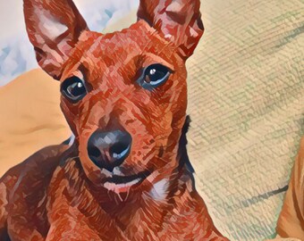 Daschund print, Digital animal print, sausage dog print, art print, cartoon, brown dog portrait, still life photos, digital download