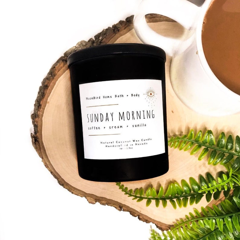7 oz Candle Delicious Scent Matte Black Candle Unique Candle Sunday Morning Coffee Scented Candle