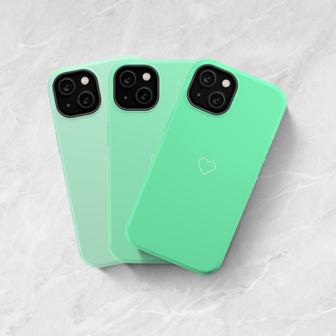Heart Line Design Aesthetic Mint Green Phone Case Magsafe Tough iPhone
