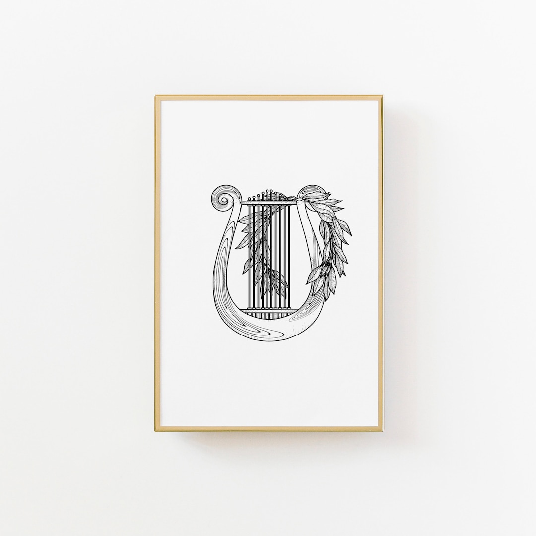 Song of achilles lyre wreath printable art digital download etsy
