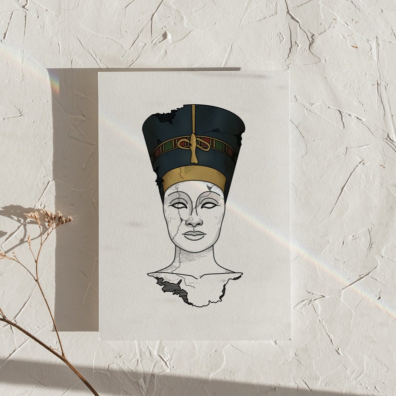 Nefertiti Printable Art, Digital Download, Color | Ancient Egypt, Queen ...
