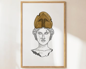 Athena Printable Art, Digital Download, Color | Mythology, Greek Goddess, Illustration