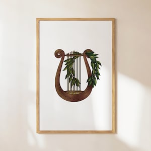 Song of Achilles Lyre & Wreath Printable Art, Digital Download, Color | Mythology, Ancient Greece, Illustration