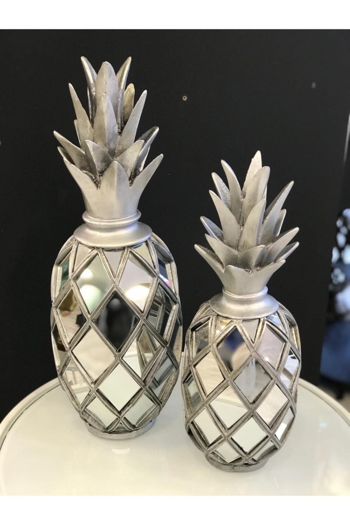 Home Decor Silver Mirrored Pineapple SetPineapple Exclusive Etsy