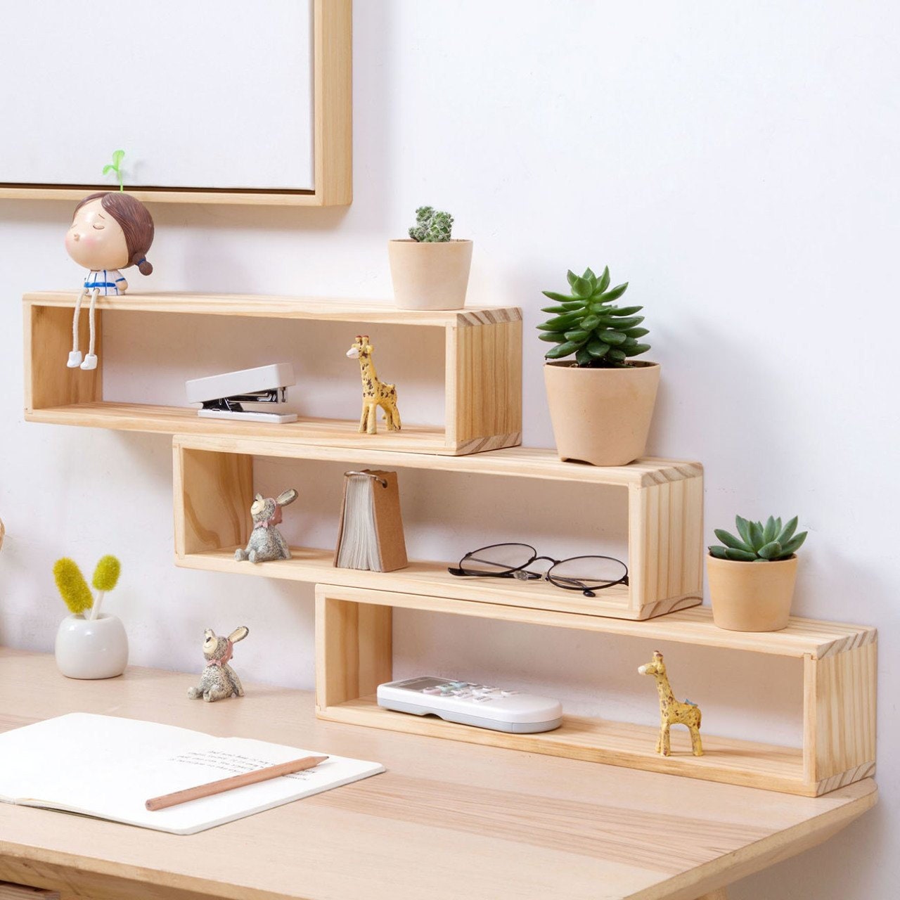 Wood decorative ShelfWall ShelfBook Flower Object Shelf Etsy