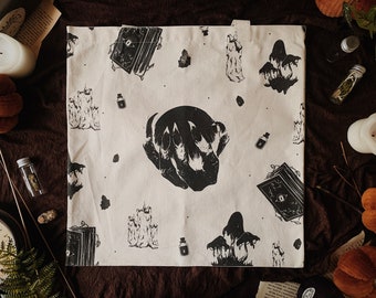 Witchy Tote Bag - Halloween Tote - Bookish Gift - Canvas Tote Bag