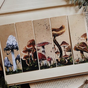 Mushroom Bookmarks, Cottagecore Aesthetic, 100% Recycled Stationary