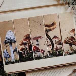 Mushroom Bookmarks, Cottagecore Aesthetic, 100% Recycled Stationary