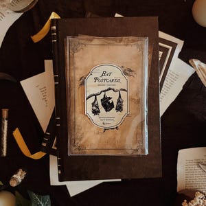Zestaw pięciu pocztówek w stylu vintage z nietoperzami - zestaw pocztówek Dark Academia - prezent gotycki - 100% z recyklingu