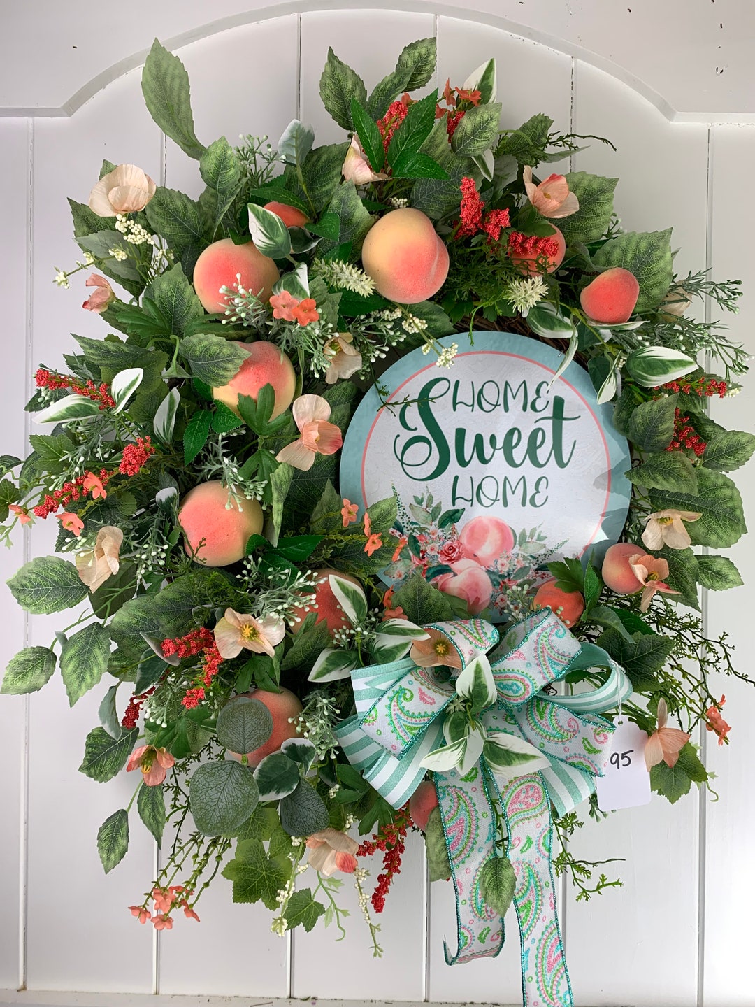 Peach Wreath for Front Door, Summer Wreath for Front Door