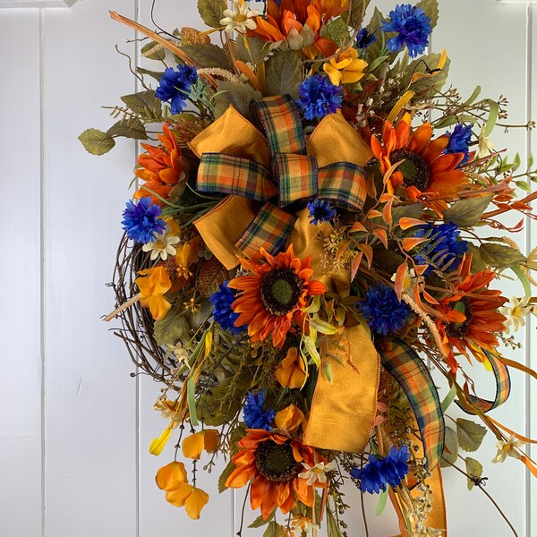 Blue Orange Wreath - Etsy