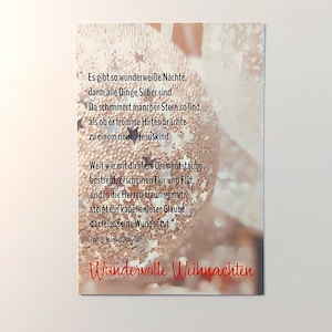Ansichtkaart "prachtige Kerst" met dromerige Rilke gedicht, cadeautype, wenskaart, kaart, kerstkaart