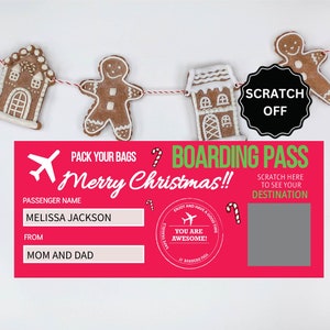 Christmas Boarding Pass Scratch Off Surprise | Christmas Gifts | Surprise Gifts for Him and Her | Christmas Travel | Scratch Off Cards