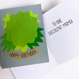 Carte d’anniversaire Mama succulente | 3d Papier Succulent Plante Maman Carte de vœux
