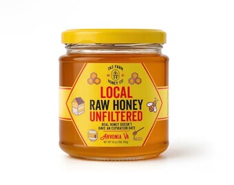 TAS HONEY CO - 1 libra de miel cruda y natural en frasco exprimible de 16 oz