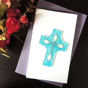 White Cross, Fused Glass, 4x2.9 inch Flat