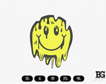 Melty Smiley - Vector Cricut SVG AI PNG